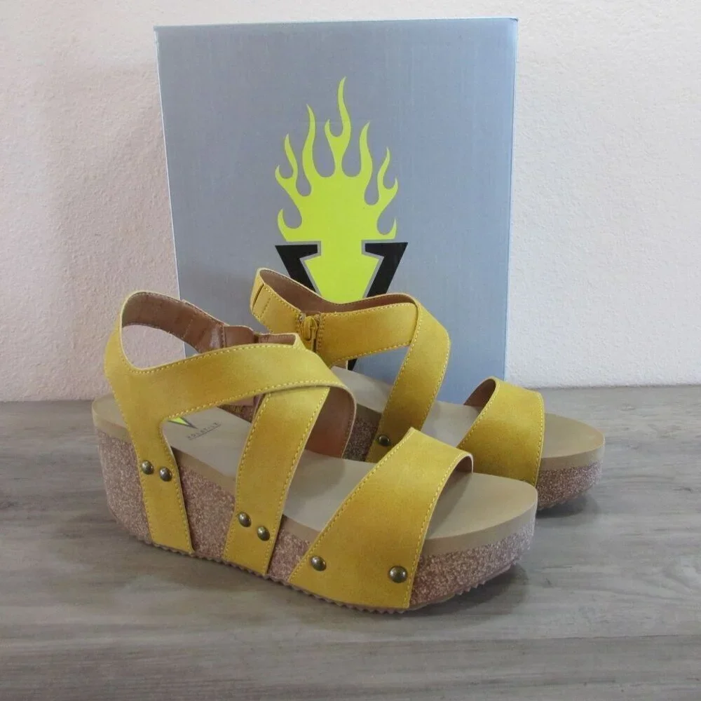 Volatile Women's Sunkissed Wedge Sandals - Mustard PV1014